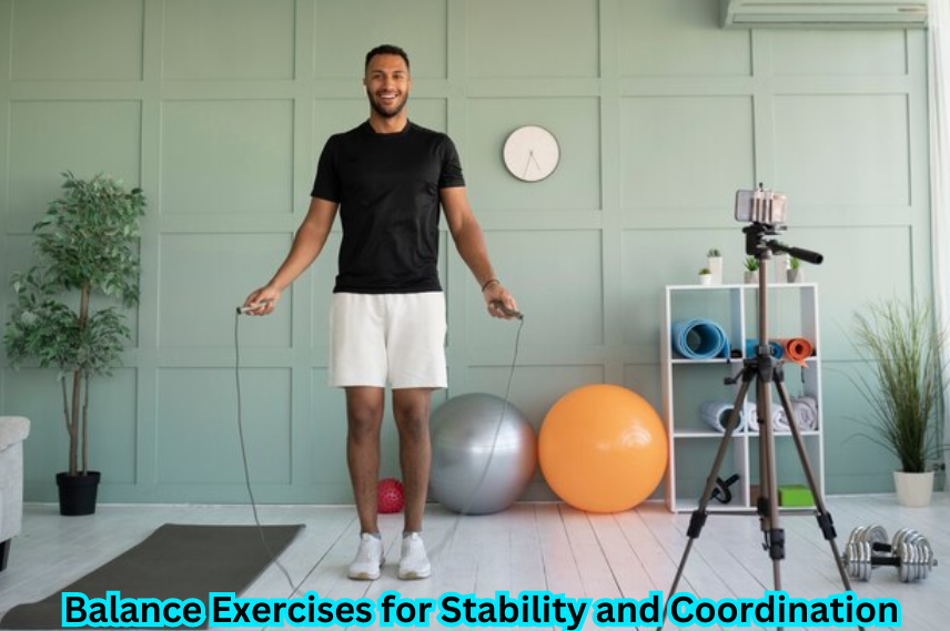 "A diverse set of individuals performing balance exercises, showcasing the versatility of stability-enhancing workouts."