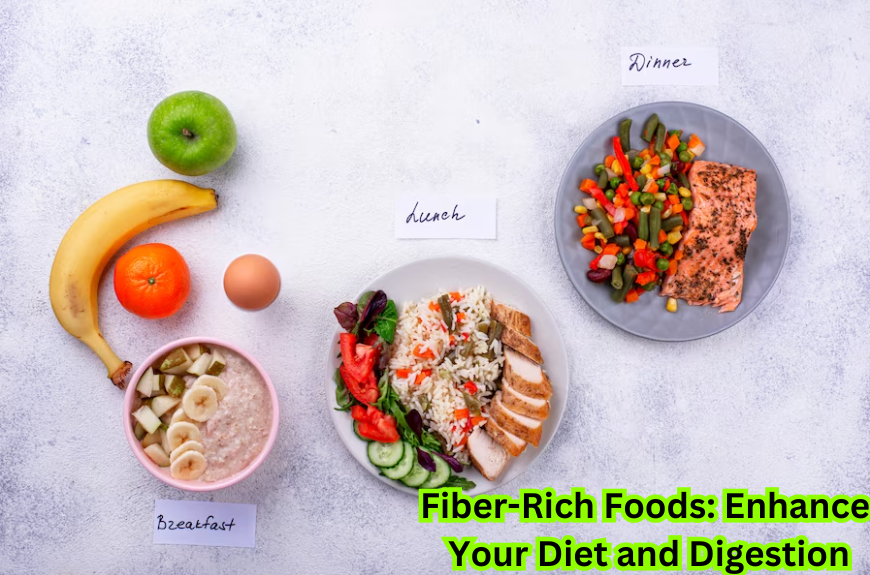"Colorful assortment of fiber-rich foods - a key to a balanced diet and improved digestion."